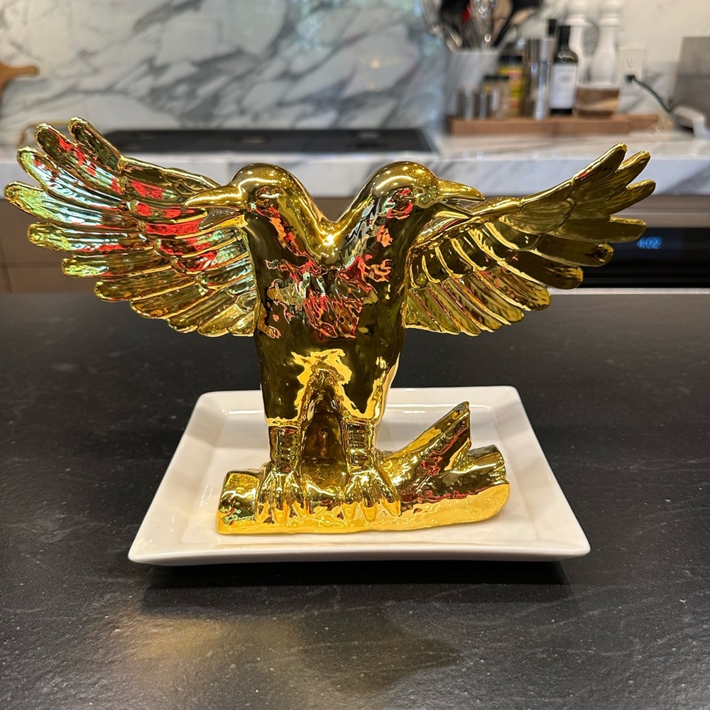 Gold Double-Headed Eagle Figurine tray base perfect for table or bookshelf, keys